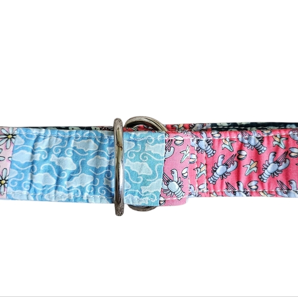 Vineyard Vines D-ring preppy Colorful Patchwork Fabric Belt - Picture 3 of 5